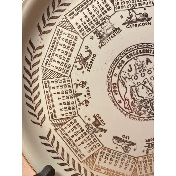 Homer Laughlin Decorative 1953 Calendar Plate w/ months & Zodiac Signs 10 in - Picture 6 of 11